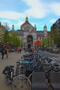 Amazing view of the historic monumental landmark Antwerp Central Station in Antwerp. Royalty Free Stock Photo