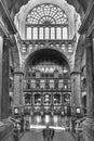 Black and white image of the interior of the Antwerp train station Royalty Free Stock Photo