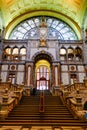 Antwerp, Belgium, May 2019, Entrance staircase to Antwerp Central