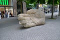 Antwerp, Belgium - May 10, 2015: Giant Hand statue on Meir street in Antwerp