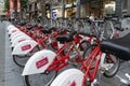 Antwerp / Belgium - October 08 2019: City bicycles for rent. Ecological transportation in Europe Royalty Free Stock Photo