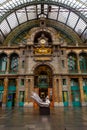 ANTWERP, BELGIUM - October 2, 2019: Interior of the monumental Central Railway Station in Antwerp Centraal Station Antwerpen,