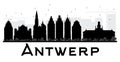 Antwerp City skyline black and white silhouette. Royalty Free Stock Photo