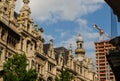 Antwerp, Flanders, Belgium. August 2019. Historic center: on the left the splendid Renaissance buildings and on the right the