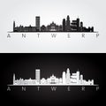 Antwerp skyline and landmarks silhouette Royalty Free Stock Photo