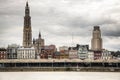 Antwerp skyline with the schelde river Royalty Free Stock Photo