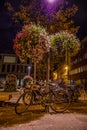 views of streets and buildings of antwerp at the night