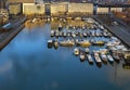 Antwerpen Yacht Marina at sunset, Belgium Royalty Free Stock Photo