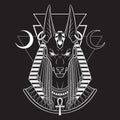 Anubis ancient Egyptian jackal god in gothic style hand drawn vector illustration Royalty Free Stock Photo