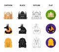 Anubis, Ankh, Cairo citadel, Egyptian beetle.Ancient Egypt set collection icons in cartoon,black,outline,flat style