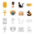 Anubis, Ankh, Cairo citadel, Egyptian beetle.Ancient Egypt set collection icons in cartoon,outline style vector symbol