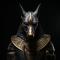 Anubis Awakens: AI-Crafted Portrait of the Egyptian God of the Afterlife on Black