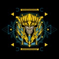 Epic anubis head illustration with sacred geometry