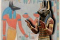 Anubis the Egyptian god of mummification and cemeteries, protector of the necropolis and the world of the dead Royalty Free Stock Photo