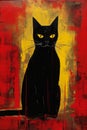 Anubis\' Fiery Feline: A Portrait of a Black Kitten in a Rain of