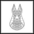 Anubis head mandala arts isolated on black background