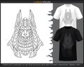 Anubis head mandala arts isolated on black and white t shirt