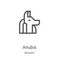 anubis icon vector from museum collection. Thin line anubis outline icon vector illustration. Linear symbol for use on web and