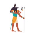 Anubis or Inpu as Ancient Egyptian God of Death Vector Illustration Royalty Free Stock Photo