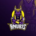 Anubis logo mascot design vector with modern illustration concept style for badge, emblem and tshirt printing. angry anubis