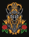 Anubis mecha mascot illustration art with rose flower