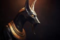 Anubis metallic golden statue. Generate ai