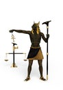 Anubis with Staff and Scale, 3D Illustration Royalty Free Stock Photo