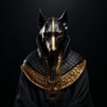 Anubis Unveiled: AI-Crafted Portrait of the Egyptian God on Black