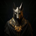 Anubis Unveiled: AI-Generated Portrait of the Egyptian God on Black