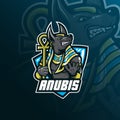 Anubis vector mascot logo design with modern illustration concept style for badge, emblem and tshirt printing. angry anubis