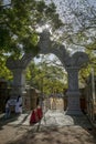 The entrance gates into Mahavihara Monastery at Anuradhapura in Sri Lanka.