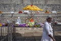 Offerings placed around the base of the Ruwanwelisaya Dagoba at Anuradhapura in Sri Lanka.