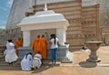 Anuradhapura, Sri Lanka: Buddhist monks and people near stupa Ruwanweliseya is ancient monument of Sinhalese