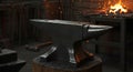 Anvil in Blacksmith Workshop with Fire and Tools for Crafting Metal Royalty Free Stock Photo