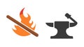 Anvil with Burning Flame Icon, Symbol of Metallurgy, vector design Generative AI Royalty Free Stock Photo