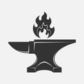 Anvil and flame graphic icon