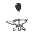 Anvil flying balloon sketch engraving vector