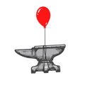 Anvil flying balloon sketch engraving vector Royalty Free Stock Photo