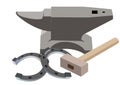 Anvil, hammer and a horseshoe Royalty Free Stock Photo