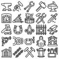 Anvil icons set, outline style