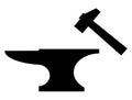 Anvil and mallet silhouette Royalty Free Stock Photo