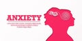 ANXIETY. Banner with a silhouette of two faces. Psychological personality disorder concept. Mental destruction. The woman suffers