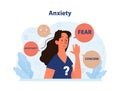 Anxiety. Character experiencing mental health issues such as uncertainty