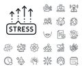 Stress grows line icon. Anxiety depression chat sign. Online doctor, patient and medicine. Vector