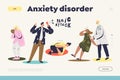 Anxiety disorder and panic attack concept of landing page with people suffering from mental diseases Royalty Free Stock Photo