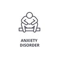 Anxiety disorder thin line icon, sign, symbol, illustation, linear concept, vector Royalty Free Stock Photo