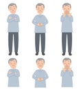 Anxiety look, your elegant pose, Grandpa to the happy discovery upper body and the whole body of vector illustrations
