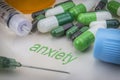 Anxiety, medicines and syringes as concept Royalty Free Stock Photo