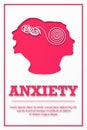 ANXIETY. Poster for medical institutions. Silhouette two faces. The concept of mental destruction of the personality. Woman