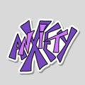 Anxiety word sticker. Mental health text. Vector